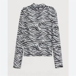 Y2K Streetwear Society Monochrome Zebra Long Sleeve Mesh Top
